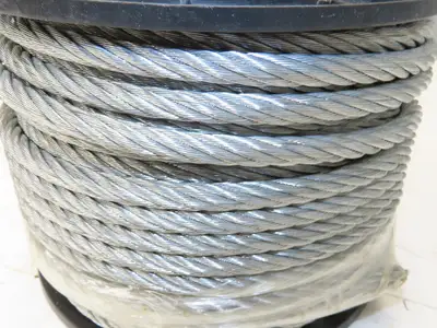 1DLA6 Galvanized Steel Cable 7x19 Strand 3/8" OD 150' Length 2880 lbs Safe Load