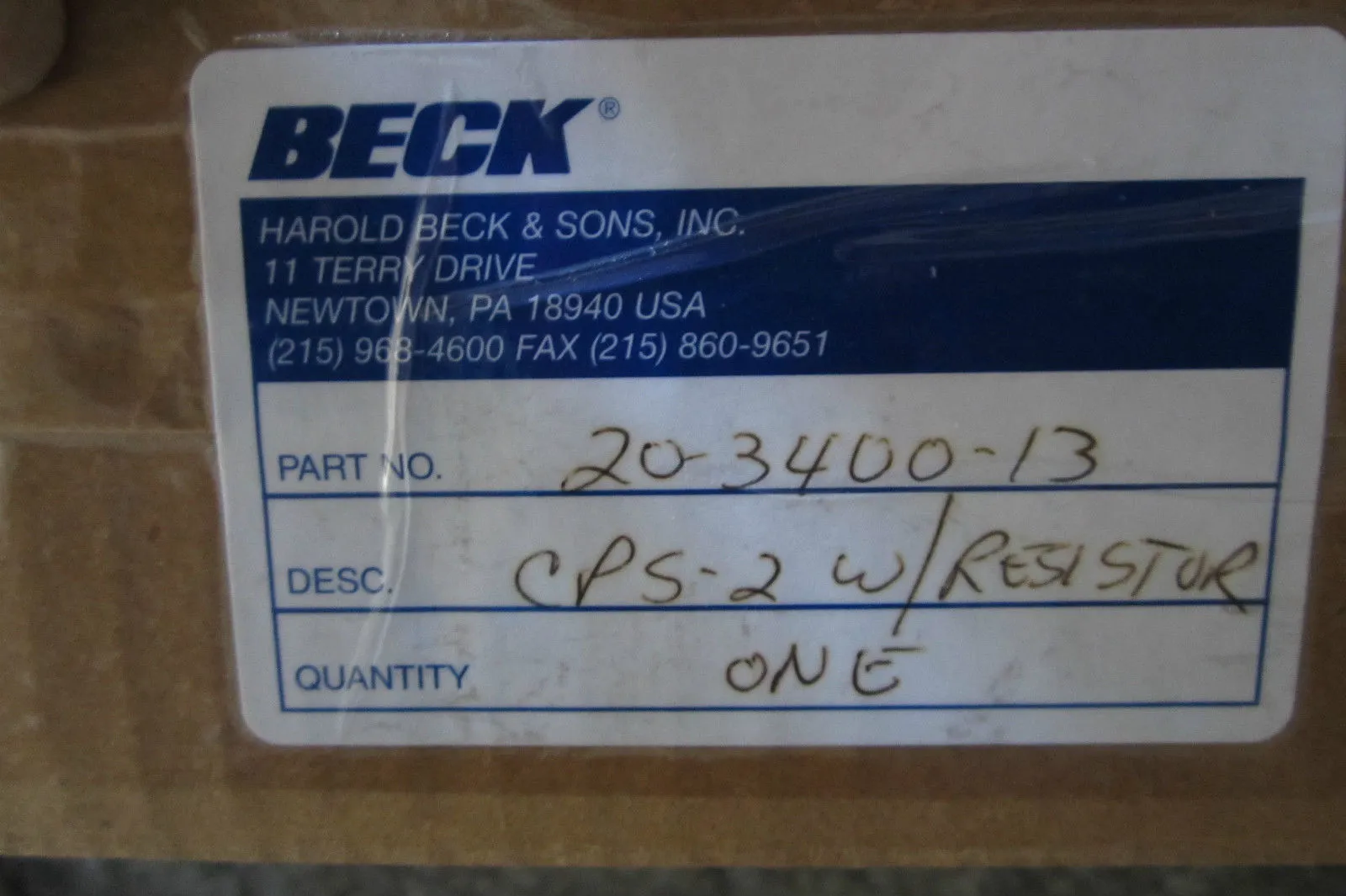 NEW SEALED BECK 20-3400-13 CONTACTLESS POSITION SENSOR W/RESISTOR 20340013