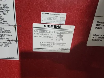 Siemens GM38T-MAN Manual Test Device 6 Stud GMI Breaker 38KV 1200A 2000A 3000A