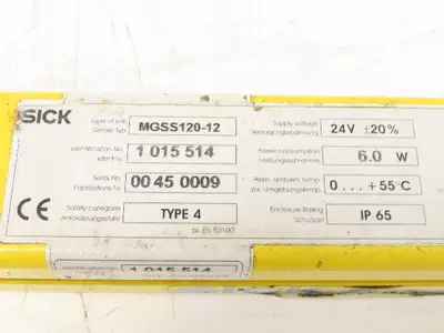 Sick MGSS120-12 Safety Light Curtain Transmitter 1200mm x 18m