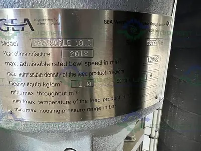 USED GEA WESTFALIA SEPARATOR EASYSCALE 10 UNIT W/ GEA EASYSCALE 10.C, CONTROLLER