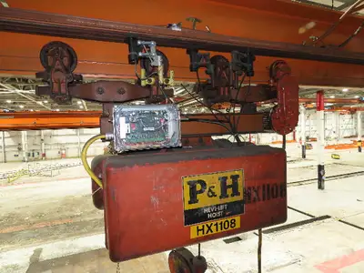 Cleveland Tramrail P&H 3 Ton Underhung Bridge Crane 45' 10" Span w/Remote