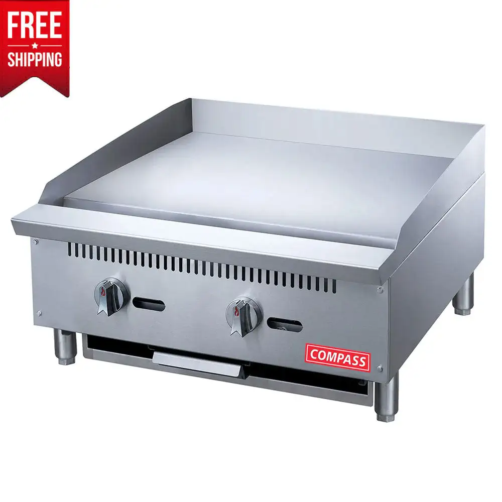 Compass DCGM24 24" Countertop Gas Griddle – 2 Burners, 60,000 BTU