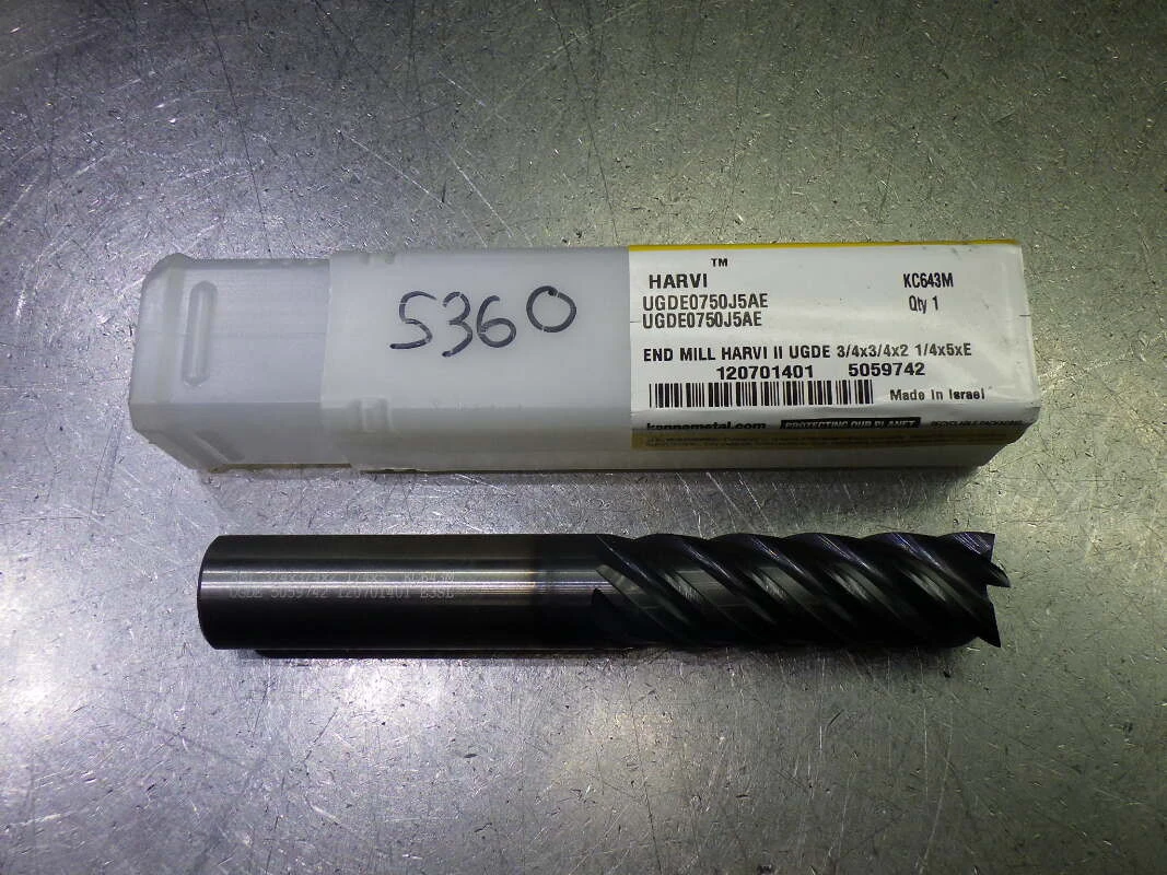 Kennametal/Harvi 3/4" 5 Flute Carbide SQ Endmill UGDE0750J5AE KC643M (LOC1278A)