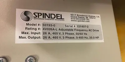 New | in-Stock SPINDEL 50193-0 Variable Speed Drives | Surplus Asset Holdings #1227299