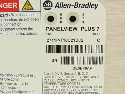 Allen Bradley 2711P-T10C21D8S PanelView Plus 7 HMI 10.4" Touch Screen Series C