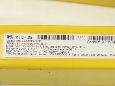 STI MS46-20-1215-R-FP Safety Light Curtain Transmitter/Receiver Set 48"
