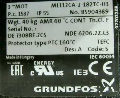 NEW GRUNDFOS MTR15-3/2 PUMP 5HP 97918664 MTR1532 A-WB-A-HUUV