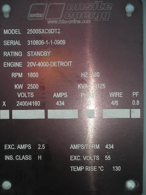 USED MARATHON ELECTRIC 2500 KW
