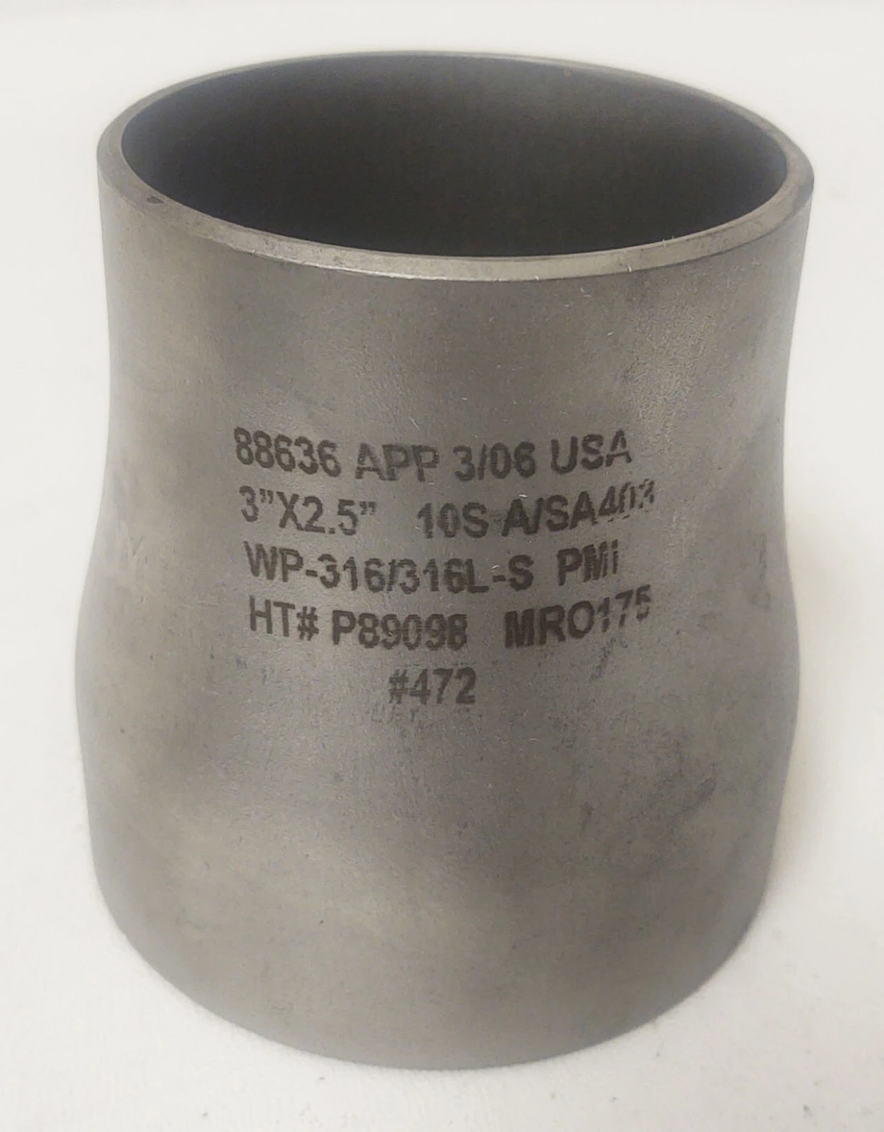 🔥3x2.5, 3" X 2-1/2" Butt Weld 316L SS Concentric Reducer 88636 APP P89098