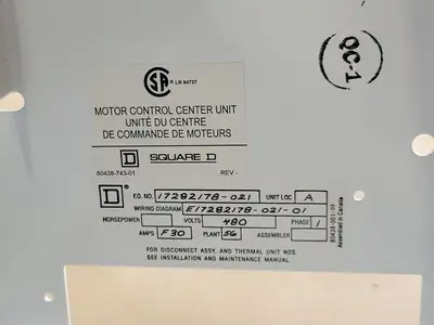 MCC Bucket, Model 6 Frame, Fused Disconnect