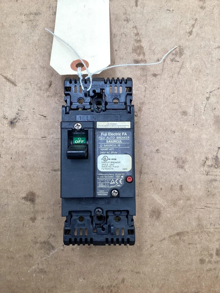 Fuji Electric 10A 2 Pole Circuit Breaker; SA52RCUL 10; 54067034a