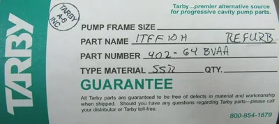 REMANUFACTURED TARBY 1TFF10H-SSR CAVITY PUMP STATOR 402-64BVAA 1TFF10HSSR