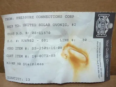 NEW PRESSURE CONNECTIONS CORP. SS-2501-16-08