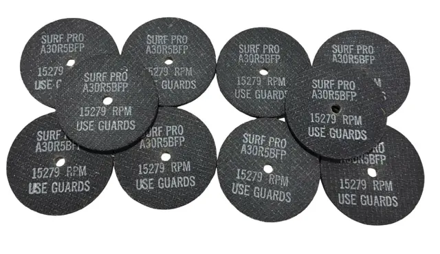 Surf-Pro 4" x 1/4" x 3/8" Grinding Wheel Type 1, 30 Grit Aluminum Oxide 10 Pack