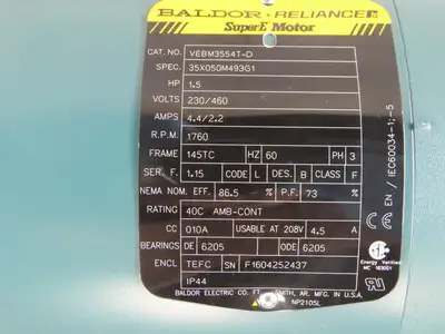 Dodge 35A20R14 20:1 Ratio 88RM 1.5Hp 230/460V 3Ph Gear Motor With Brake