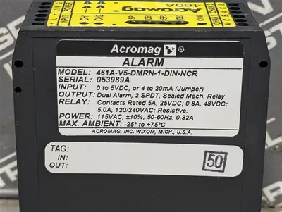 Acromag 461A-V5-DMRN-1-DIN-NCR Dual Alarm Relay Module Used