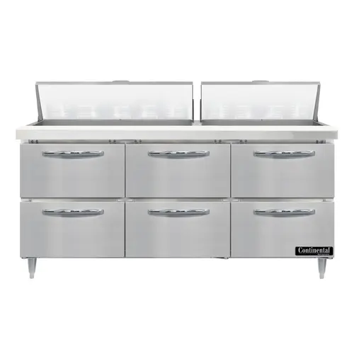 Continental D72N18-D 72" Designer Line Sandwich/salad Prep Table W/ Refrigerated Base, 115v