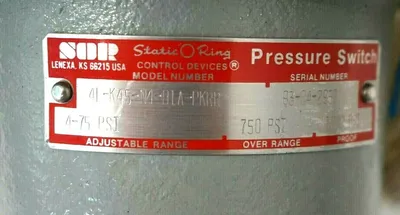 NEW STATIC-O RING 4L-K45-N4-BLA-PKRR PRESSURE SWITCH 4LK45N4BLAPKRR