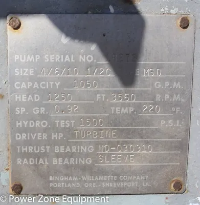 USED SULZER BINGHAM 4X6X10.5C MSD