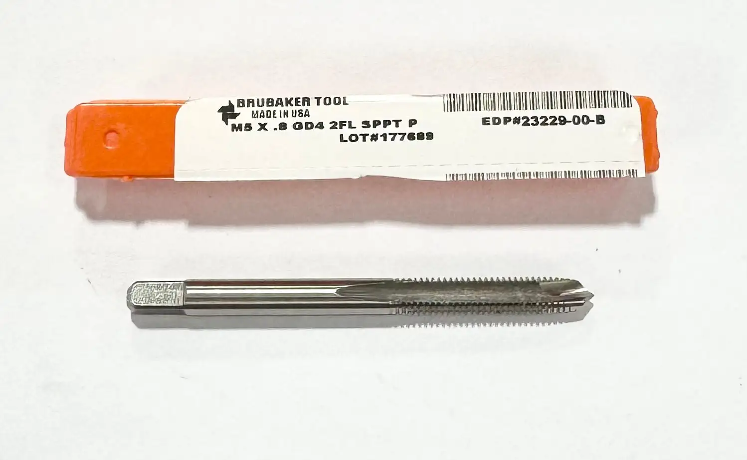 Brubaker M5 x 0.8mm HSS Spiral Point Plug Tap 2 Flute D4 USA Made