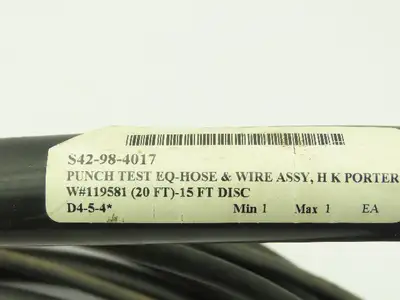 HK Porter W119581 Hydraulic Hose Remote Control Wire 3/8"x 20'L 10000 PSI