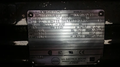 US Motors 15HP; 1185RPM; 460V; Frame: 324U; C11 98134371-001R