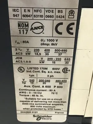 USED TELEMECANIQUE LC1 D65 11