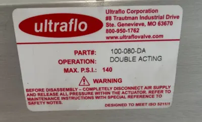 NEW ULTRAFLO 100-080-DA DOUBLE ACTING VALVE OPERATOR 100080DA