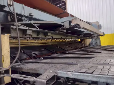 13' x 1/4" AMADA MODEL #M-4065 MECHANICAL POWER SQUARING SHEAR, FRONT GUAGING, CONVEYOR & STACKER: STOCK #19272