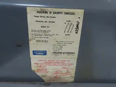 Square D A-81345  Ser C3 Non Fused Single Throw Safety Switch 600V 400A 3Ph