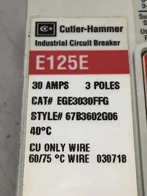 USED CUTLER HAMMER EGE3030FFG
