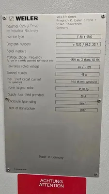 USED 2017 WEILER E80X4500