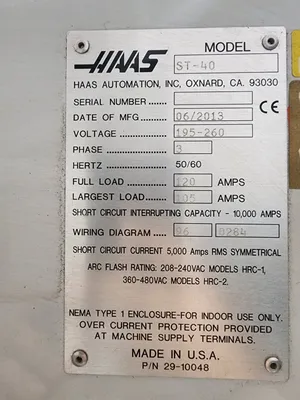 USED 2013 HAAS ST-40