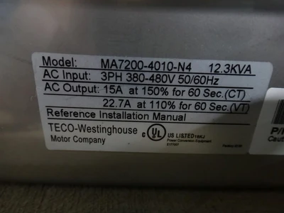 NEW TECO-WESTINGHOUSE MA7200-4010-N4  12.3 KVA