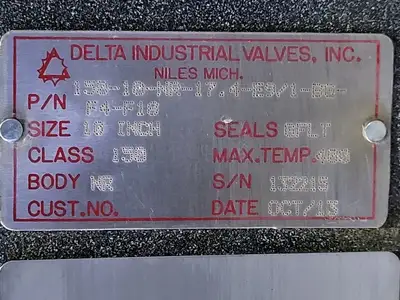 USED DELTA INDUSTRIAL VALVES 150-10-NR-17.4-E9/1-BQ-F4-F18