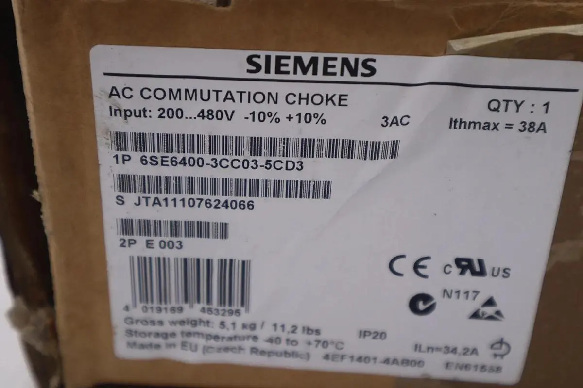 NEW SIEMENS 6SE6400-3CC03-5CD3 480V LINE REACTOR MICROMASTER 4 3AC STOCK 5133