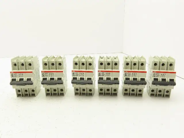 ABB S203UP-K1A 3-Pole Circuit Breaker 20A 480VAC 18-4AWG DIN Mountable Lot of 6