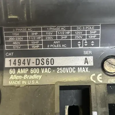 Used ALLEN-BRADLEY 1494V-DS60 Miscellaneous Equipment (Electrical & Power) | Surplus Asset Holdings #1196844