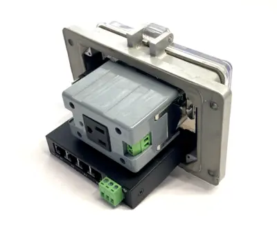 USED GRACE TECHNOLOGIES GFCI DUPLEX INSIDE-OUTLET; 15 AMP CIRCUIT BREAKER