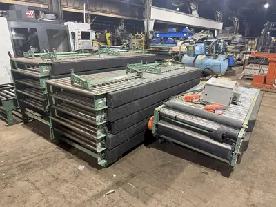 42" WIDE x 100' ROACH POWER DRIVEN ROLLER / BELT CONVEYOR, WITH VFD DRIVE: YOBRO #24712