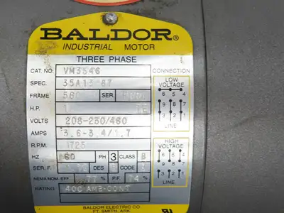Baldor Winsmith Gearmotor 5:1 Reducer 345rpm 1Hp 460v 3ph Dual Output