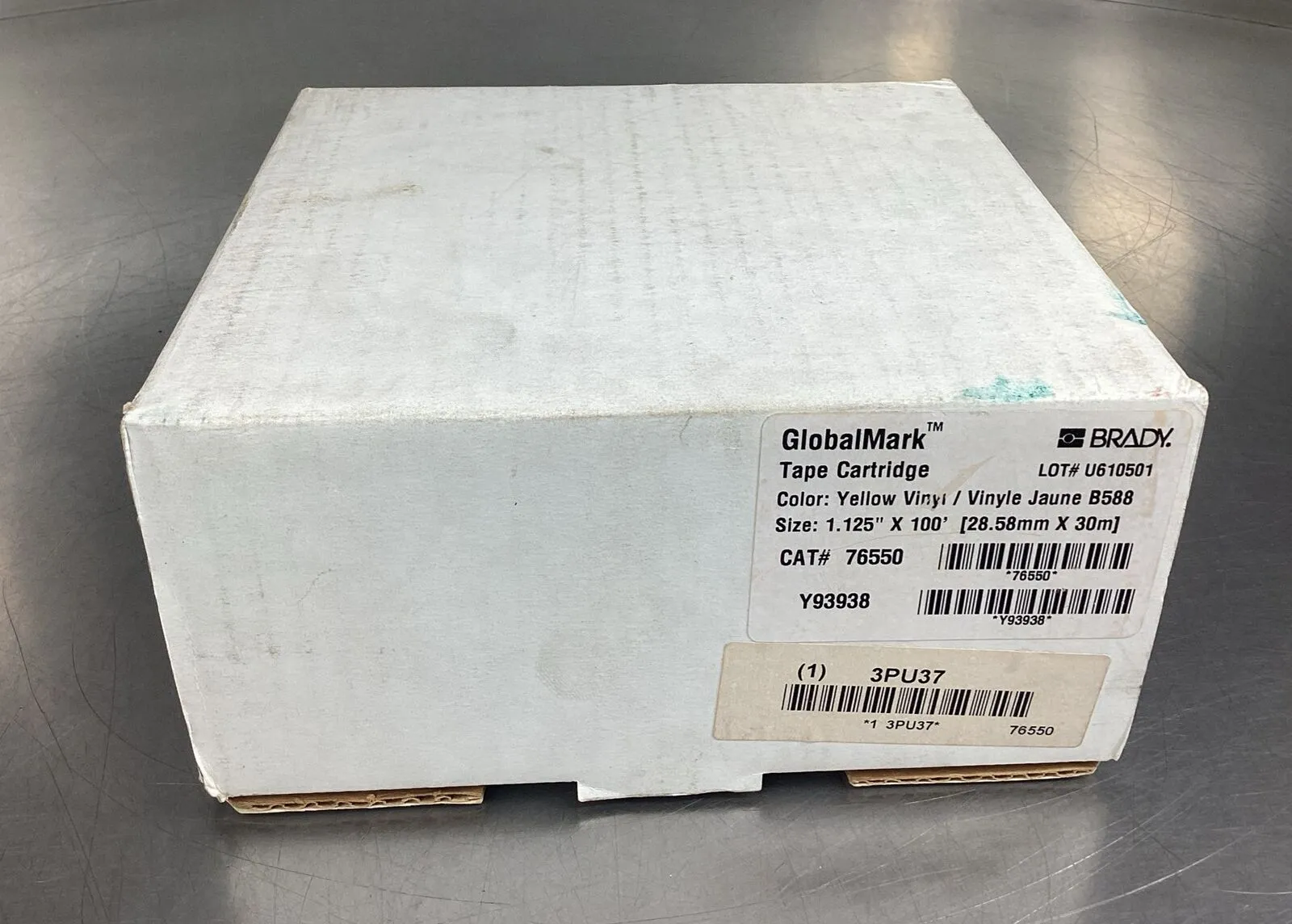 BRADY YELLOW VINYL TAPE 76550 1.125”x100’ 5B