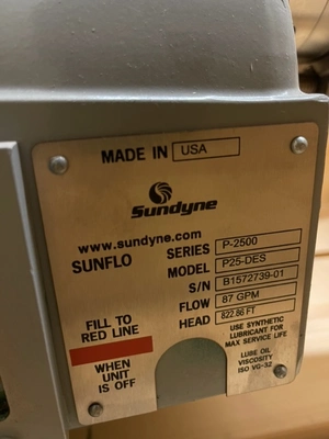 USED Sundyne Sunflo P25-DES