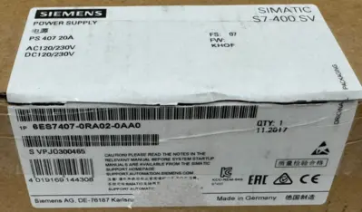 NEW SIEMENS 6ES7407-0RA02-0AA0 POWER SUPPLY PS 407 20A 6ES7 407-0RA02-0AA0