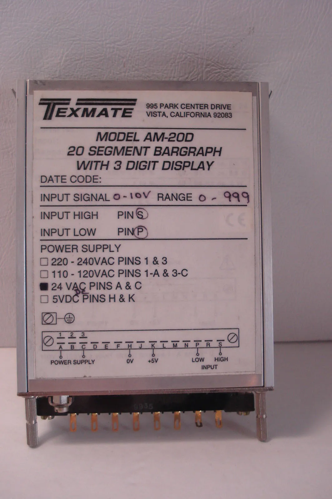 USED TEXMATE AM-20D 20 SEGMENT BARGRAPH WITH 3 DIGIT DISPLAY