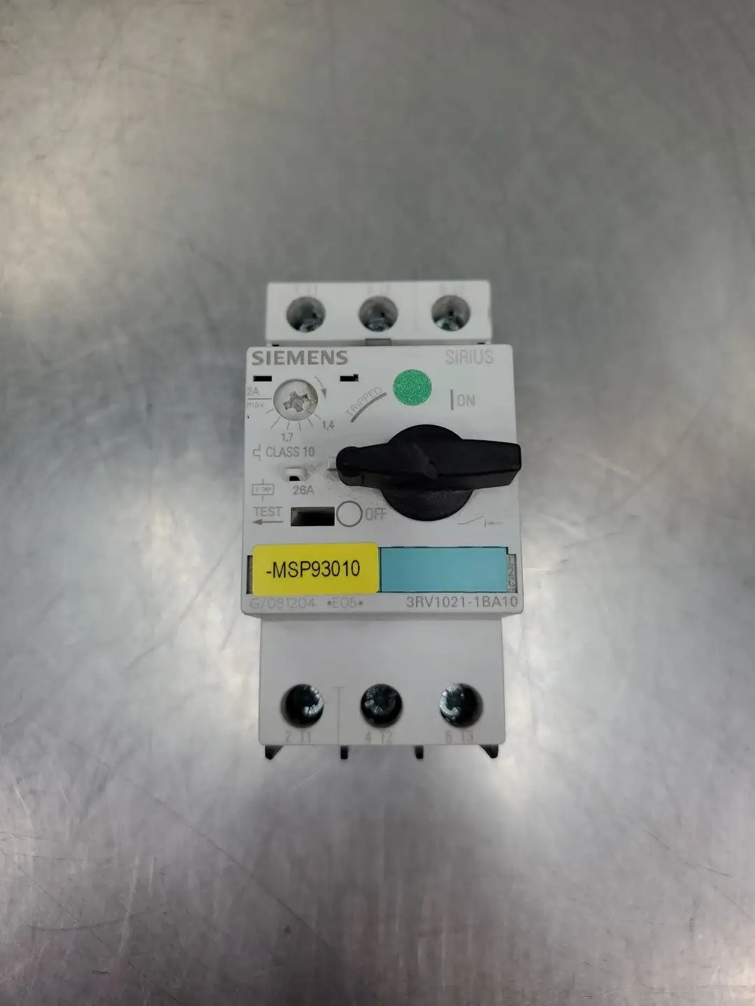Used Siemens 3RV1021-1BA10 Motor Starter Protector, 2 Amp Motor Controllers South Carolina US | Palmetto Automation #1158950