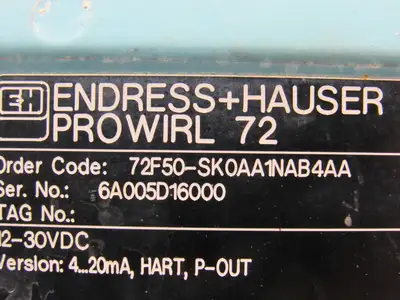 Endress Hauser 72F50-SK0AA1NAB4AA Prowler 72 Vortex Flow Meter  12-30VDC
