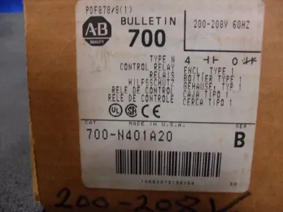 Allen Bradley 700-N401A20 Industrial Control Relay Series B New NIB