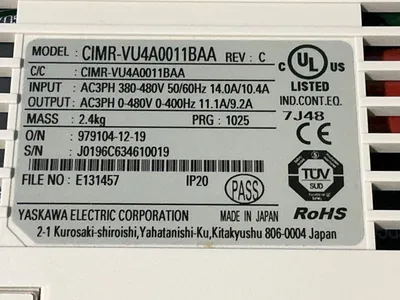 Used YASKAWA CIMRVU4A0011BAA Variable Speed Drives Ohio US | HGR 24 #1251200